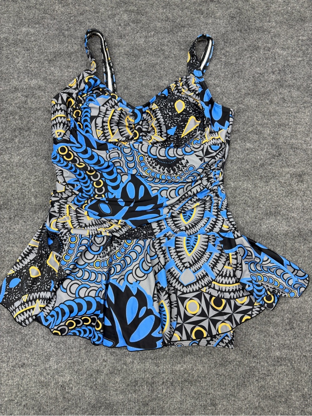 Women’s Blue Patterned One-Piece Swimdress